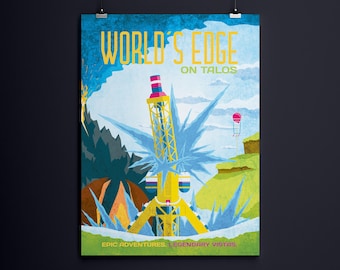 Retro Sci-Fi Travel Print: Futuristic Landscape Wall Art