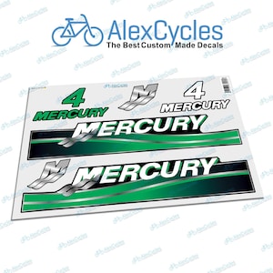 MERCURY Marine 4 HP Green Outboadrs Motor Laminated Decals Stickers Boat Kit