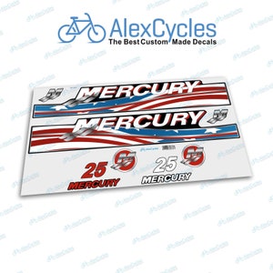 Kit d&#39;autocollants laminés sur mesure pour moteur hors-bord Mercury USA Patriotic 25 CV