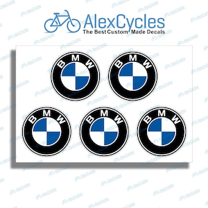 BMW Blue Classic Wheel Center Cap Laminated Decals Stickers Kit