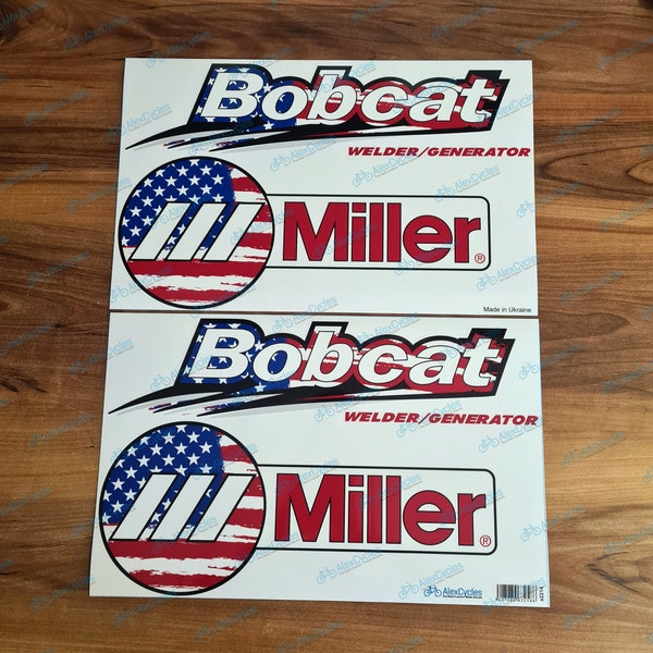 Bobcat Miller Welder Generator Patriotic USA Flag Laminated Decals Stickers Set