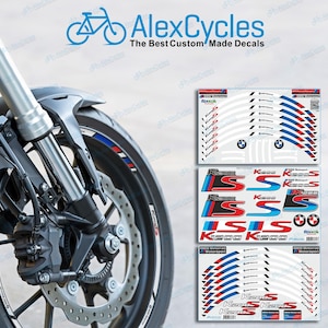 BMW Motorrad Motorsport K1200S Wheel Rim Laminated Stripes Decals Stickers Big Kit