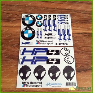 BMW HP4 Decal Set – Laminated Motorsport Stickers for Fairings, Tank, Windscreen | HP4 Race Vinyl Kit with BMW Logos
