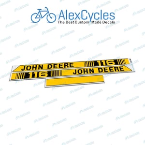Laminated Vinyl John Deere 116 Tractor Decal & Stripe Kit – UV-Resistant Waterproof Stickers for Restoration and Side Panel Replacement
