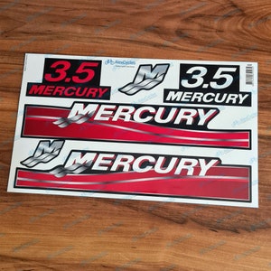 MERCURY Marine 3.5 HP Outboadrs Motor Red Laminated Decals Stickers Boat Kit