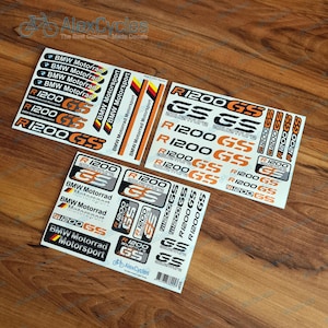 BMW R1200GS Adventure Decal Set – Laminated Vinyl Stickers for Tank, Fairings, Panniers, Windshield | R1200 GS Orange Black Graphics Kit