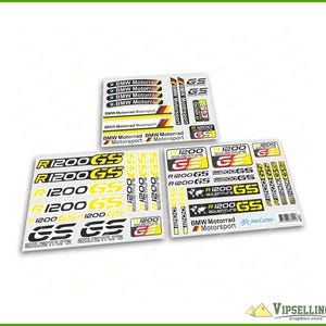BMW R1200GS Adventure Decal Set – Laminated Vinyl Stickers for Tank, Fairings, Panniers, Windshield | R1200 GS Yellow Black Graphics Kit
