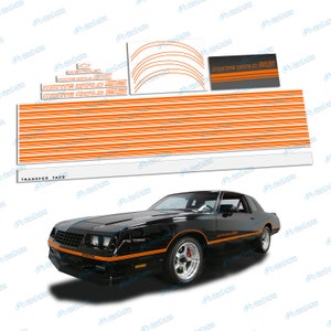 カスタムメイド フルカー オレンジ レストレーション ストライプ デカール キット シボレー モンテカルロ SS 1985 1986 ハイキャスト ビニール