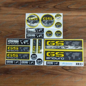GS Enduro Decal Set – Laminated Adventure Stickers with World Map for BMW GS Series | Universal Fairing & Tank Vinyl Kit