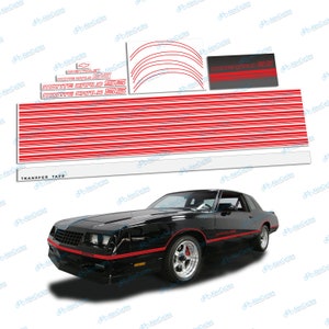 カスタムメイド フルカー レッド レストレーション ストライプ デカール キット シボレー モンテカルロ SS 1985 1986 用 ハイキャスト ビニール製