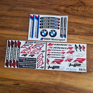 BMW S1000RR Decal Set – Laminated Vinyl Stickers for Tank, Fairings, Tail, Windscreen | S1000 RR Motorsport Graphics Kit HP Performance Red