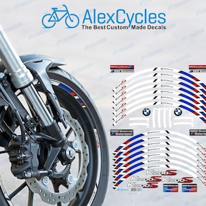 BMW Motorrad Motorsport K1200S Wheel Rim Laminated Stripes Decals Stickers Kit