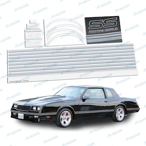 カスタムメイド フルカー シルバー レストレーション ストライプ デカール キット シボレー モンテカルロ SS 1987 1987年製 ハイキャストビニール