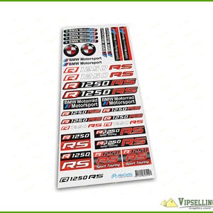 BMW R1250RS Sticker Set Laminated Decals Red Silver Sport Touring Emblems Fairing Tank Side Case BMW Motorrad Restoration Kit