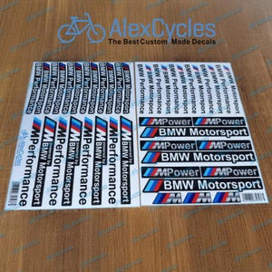 BMW Motorrad Motorsport BMW M Sport Perfomance Rim Wheels e t c Laminated Decals Stickers Logos Set