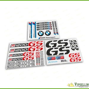 BMW R1200GS Adventure Decal Set – Laminated Vinyl Stickers for Tank, Fairings, Windshield | R1200 GS ADV Restoration Graphics Kit Black Red