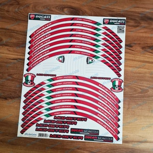 The Best Ducati Monster Motorcycle Red Wheel Rim Laminated Stripes Decals Stickers Street Equipment