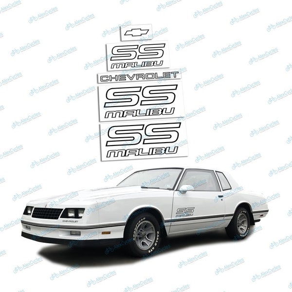 Malibu SS Chevrolet Monte Carlo 1987 1988 Restauration Aufkleber Aufkleber Logos Embleme Kit Chevy Any Colours