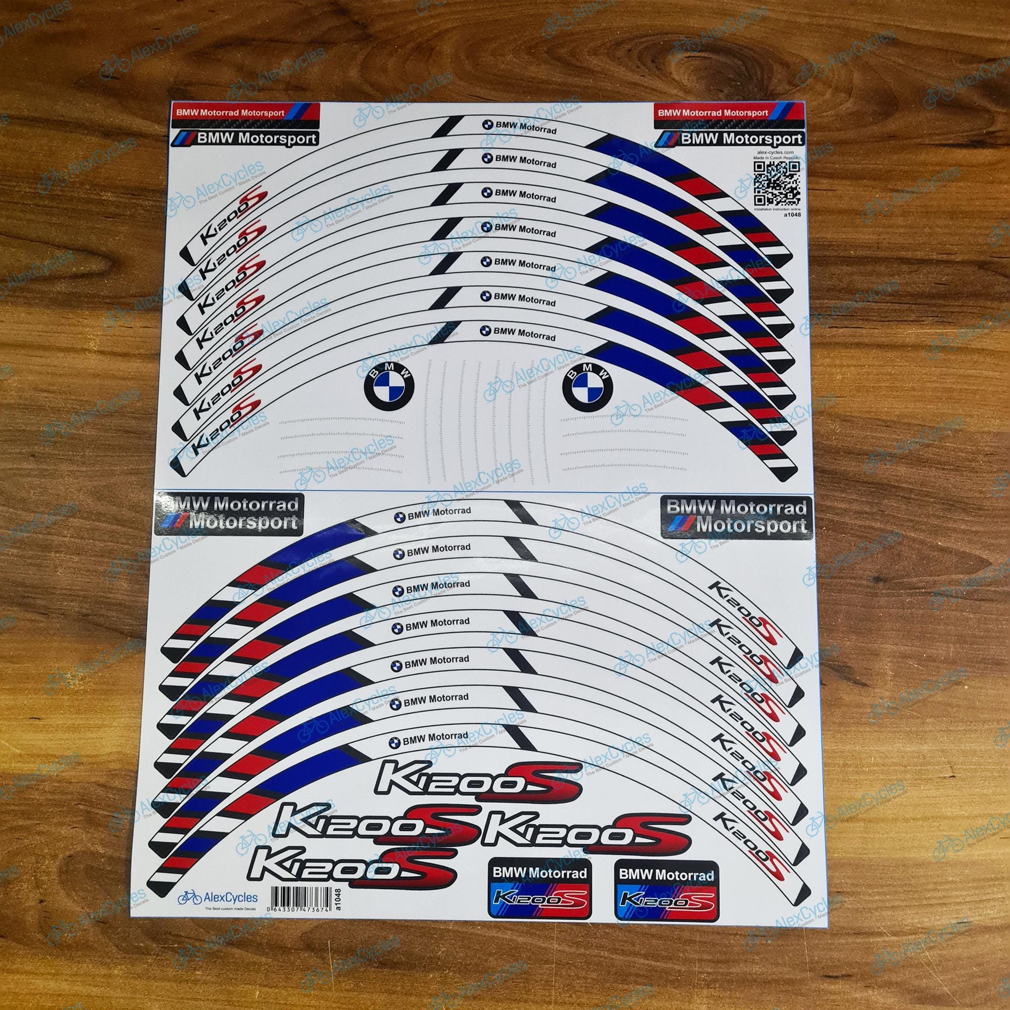 BMW Motorrad Motorsport K1200S Wheel Rim Laminated Stripes Decals ...