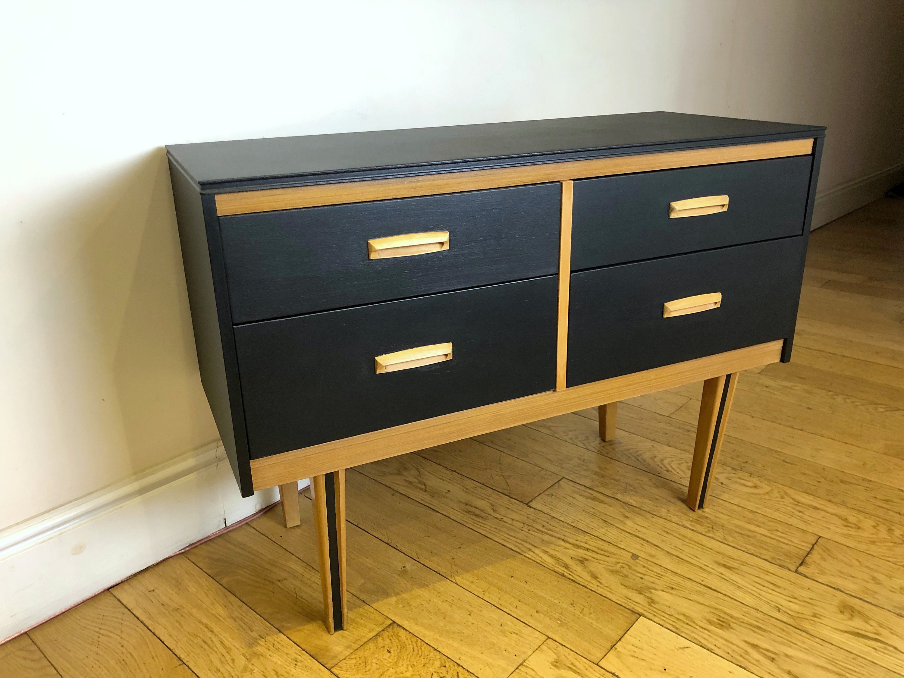 Refinished Mid Century Lebus Chest Of Drawers Dresser