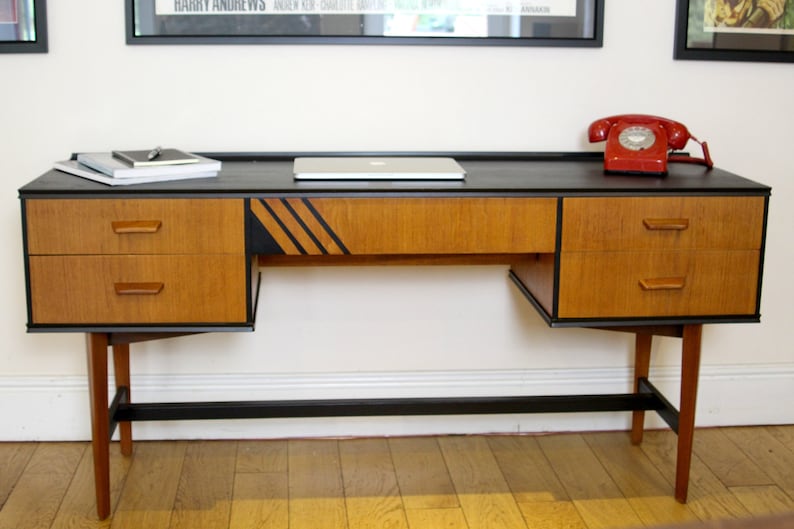 Sold Striking Danish Style Mid Century Desk Or Dressing Table Etsy