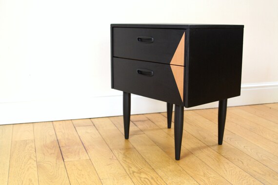 Sold Refinished Mid Century Chest Of Drawers In Black Etsy