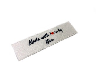 Made with Love by Nan Labels - Flat 15x50 -  40 Pack - Sew On