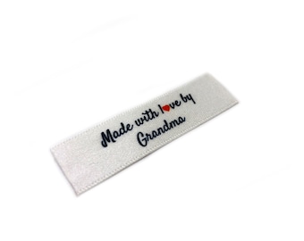Made with Love by Grandma Labels - Flat 15x50 -  40 Pack - Sew On