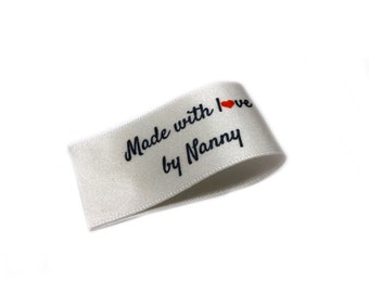 Made with Love by Nanny Labels - Fold 25x50 -  32 Pack - Sew On