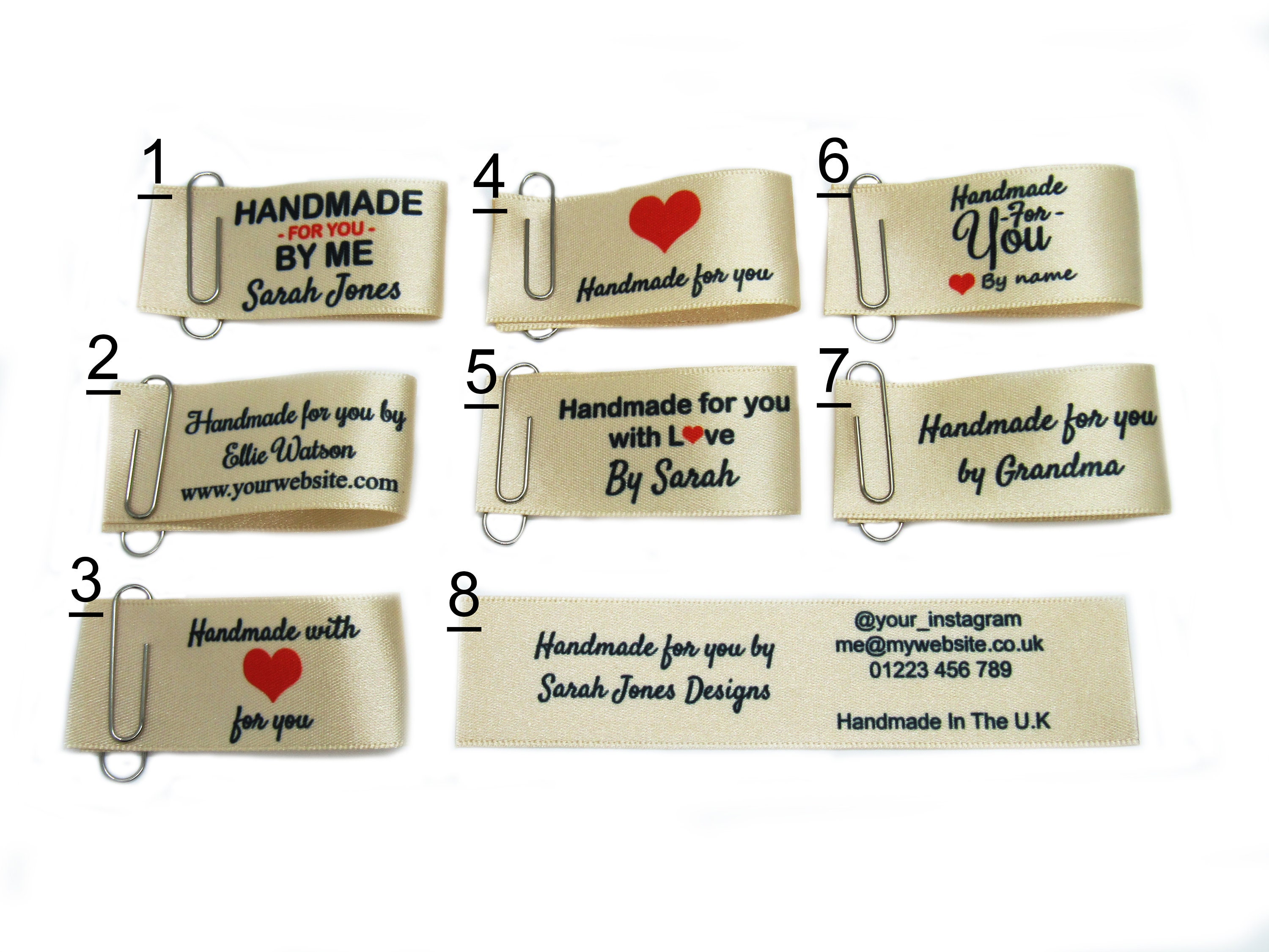 8, 16, 32 or 48 Cream 25mm x 50mm Personalised Handmade for you labels for craft, startup, hobby and businesses
