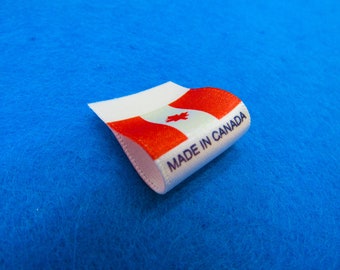 Made in Canada Flag Labels Small Sew In Fold 25x25mm Full Colour Print