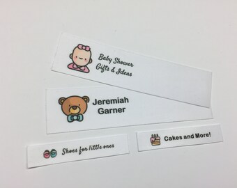 Personalised Sew In Baby Shower Motifs Name Labels
