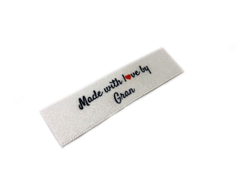 Made with Love by Gran Labels - Flat 15x50 -  40 Pack - Sew On