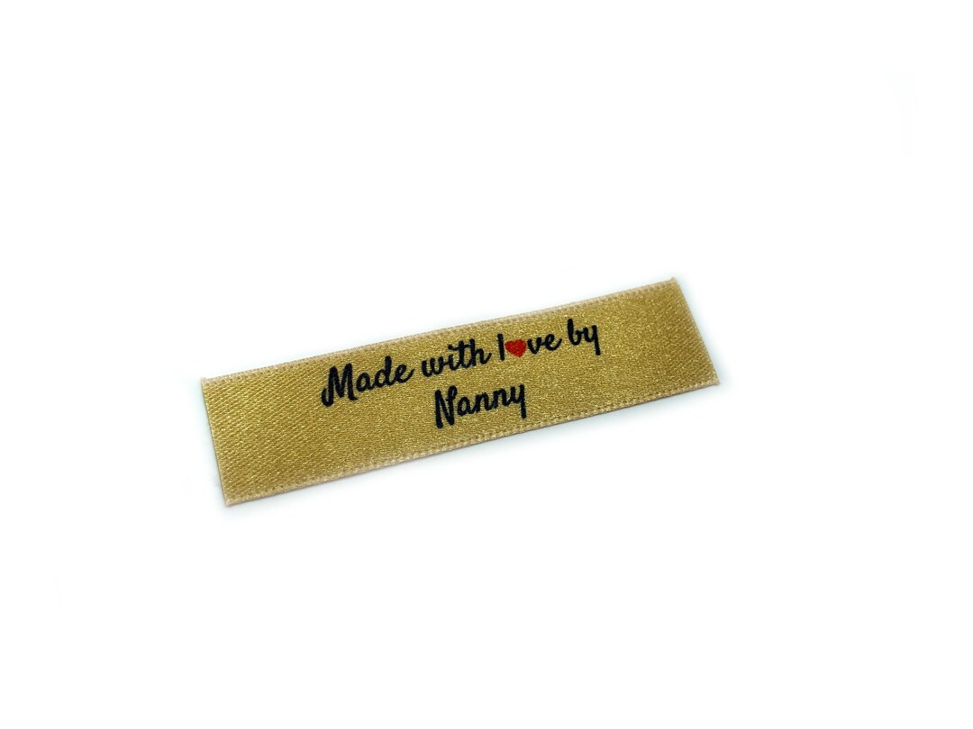 Made With Love by Nanny Labels in Gold - Flat 15x50 - 40 Pack - Sew On ...