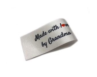 Made with Love by Grandma Labels - Fold 25x50 -  16 Pack - Sew On