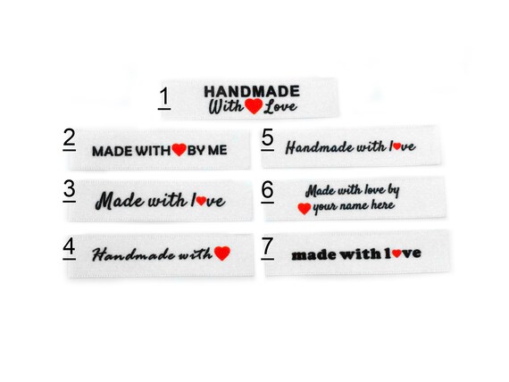thumbnail interactive-video image 1 of Handmade Personalised Sew-In Craft Labels - White Satin Ribbon - Made By You, Care Labels 1 of 2