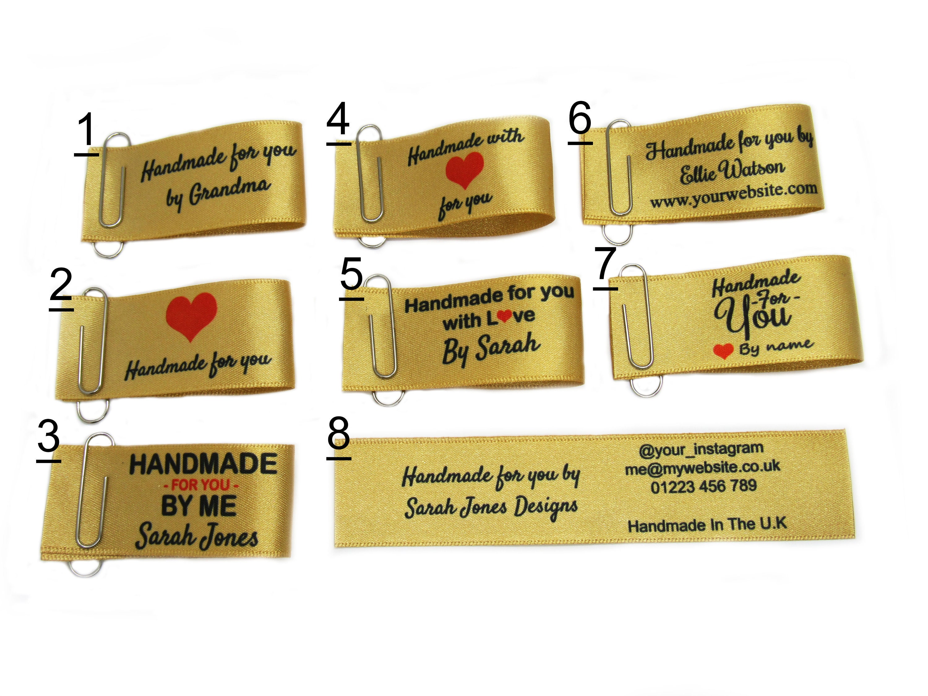 8, 16, 32 or 48 Gold 25mm x 50mm Personalised Handmade for you labels for craft, startup, hobby and businesses