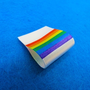 Pride/Rainbow Flag Labels Small Sew In Fold 25x25mm Full Colour Print
