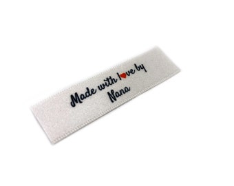 Made with Love by Nana Labels - Flat 15x50 -  40 Pack - Sew On