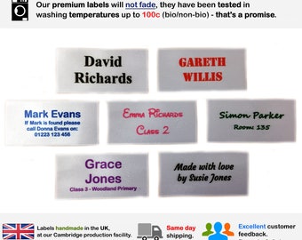 Personalised 25mm x 50mm Waterproof Sew In Name Labels For School Nursery Children