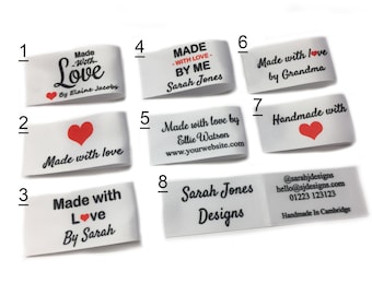8, 16, 32 or 48 White 25mm x 50mm Personalised Made and Handmade with love labels for craft, startup, hobby and businesses