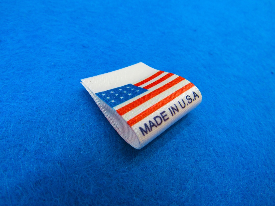 Made in U.s.a/united States Flag Labels Small Sew in Fold 25x25mm Full ...