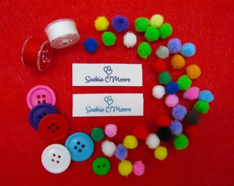 Personalised Custom Flat Sew In Craft Fabric Garment Labels Tags - Sewing Crochet Knitted Handmade Quilts 50mm x 15mm (SL FLAT 2 - D4)