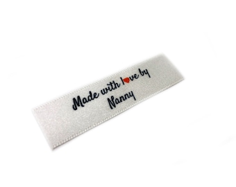 Made with Love by Nanny Labels - Flat 15x50 -  40 Pack - Sew On