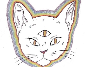 3 Eyed Cat Sticker