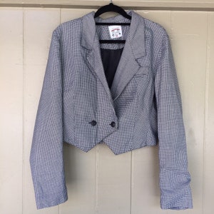 80s houndstooth cropped blazer jacket