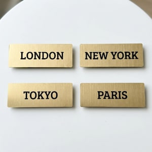 Clock Included World Name Cities Signs | Metallic Silver or Gold Modern Custom TimeZone wall decor | gift office kitchen wall decor