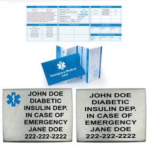 Etiqueta de identificação de alerta médico personalizada para pulseira de relógio – Etiquetas de corredor personalizadas e identificação médica com cartão de emergência e capa de transporte.