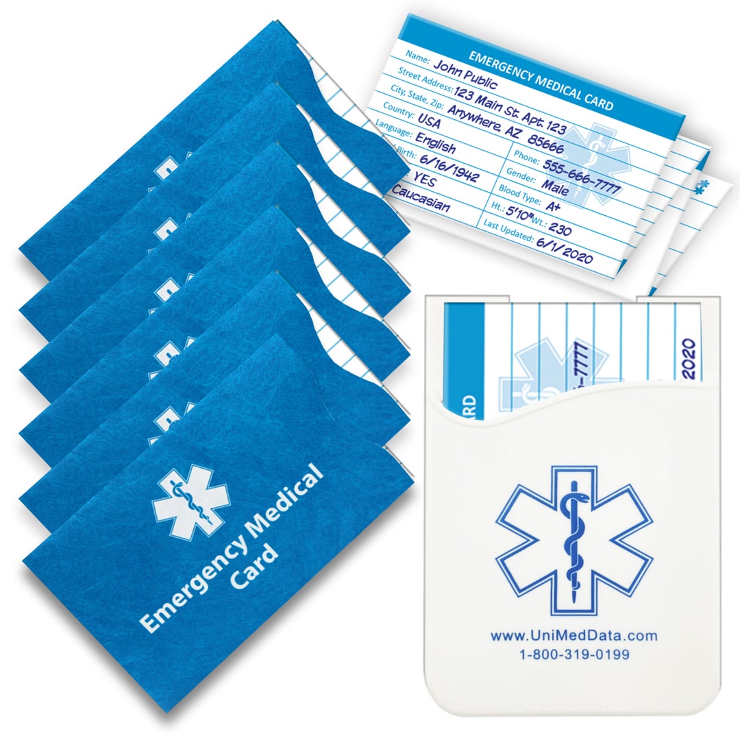 6-pack Medical Alert Wallet Cards With Protective Sleeves Emergency ...