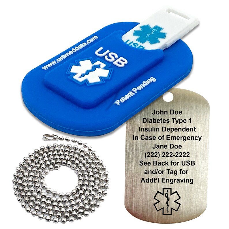 USB Medical Alert Necklace 2 X 1.25 Stainless Etsy